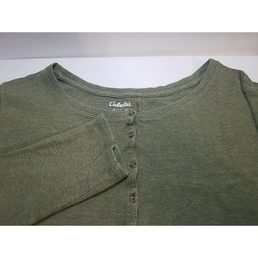 Cabelas Womens Size XL Green Stretch 1/2 Button Up Long Sleeve Shirt‎ Top